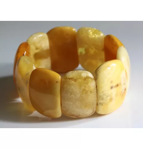 Large butter pieces Baltic amber stretch bracelet 20cm