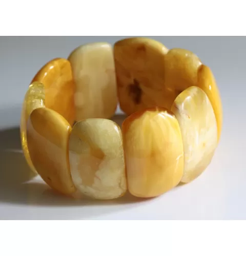 Large butter pieces Baltic amber stretch bracelet 20cm