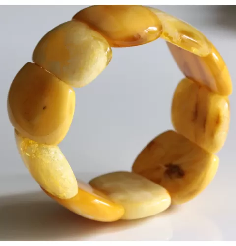 Large butter pieces Baltic amber stretch bracelet 20cm
