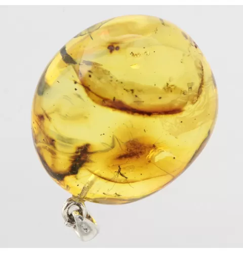 Baltic amber silver pendant w insect inclusion