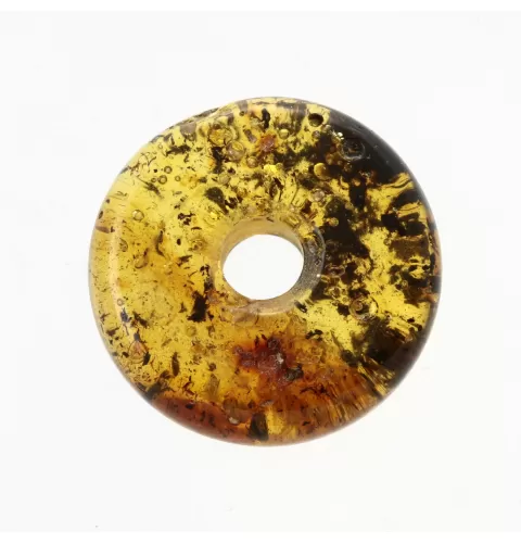 Donut shape Baltic amber pendant medallion