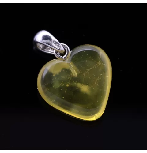Heart Shape Milk Baltic Amber Pendant Charm
