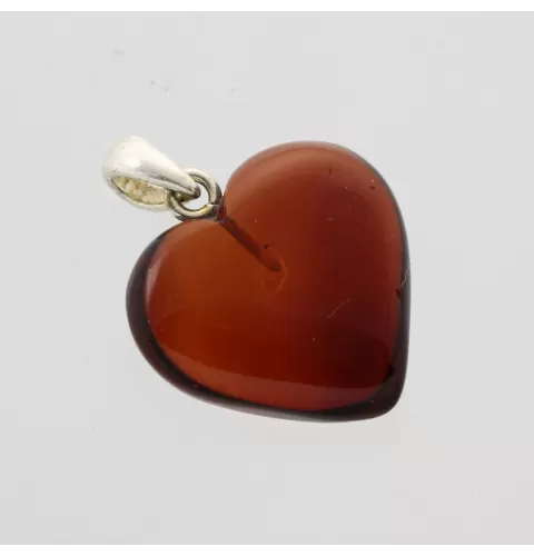 Heart Shape Ruby Baltic Amber Pendant Charm