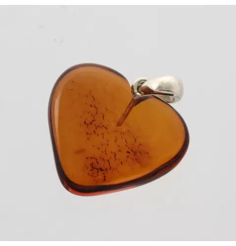 Heart Shape Ruby Baltic Amber Pendant Charm