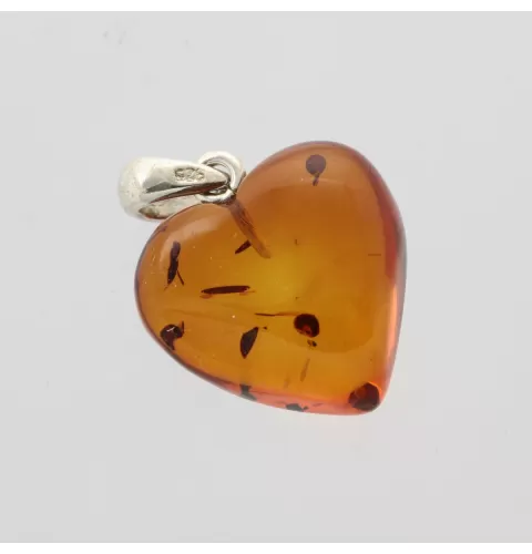 Heart Shape Cognac Baltic Amber Pendant Charm