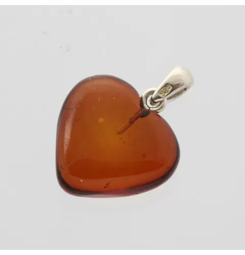 Heart Shape Ruby Baltic Amber Pendant Charm