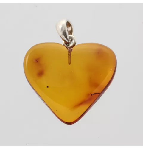 Heart Shape Cognac Baltic Amber Pendant Charm