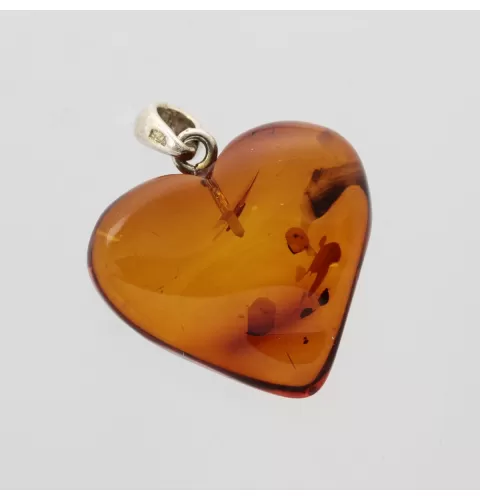 Heart Shape Cognac Baltic Amber Pendant Charm