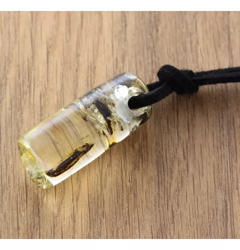 Natural Amber Pendant w Leather Cord