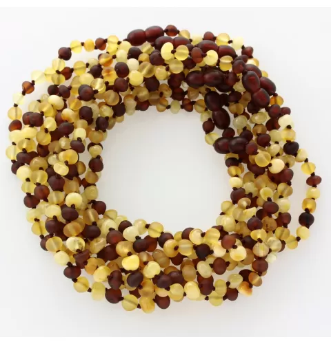 10 Multi Raw BAROQUE teething Baltic amber necklaces 33cm