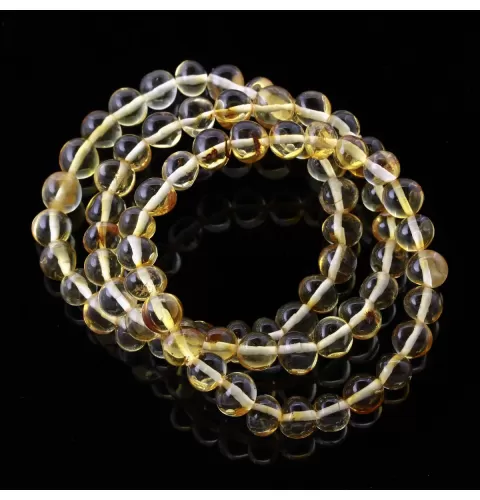 3 Lemon BAROQUE Baltic amber adult stretch bracelets 18cm