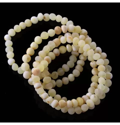 5 Raw Milk BAROQUE Baltic amber adult stretch bracelets 18cm