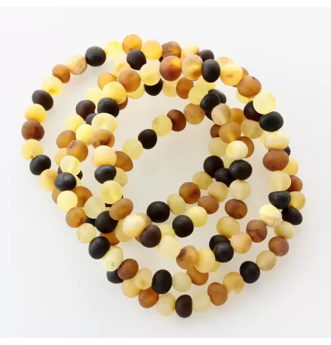 5 Raw Multi BAROQUE Baltic amber adult stretch bracelets 18cm