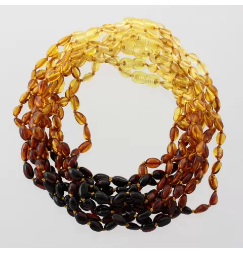 10 Rainbow BEANS Baby teething Baltic amber necklaces 33cm