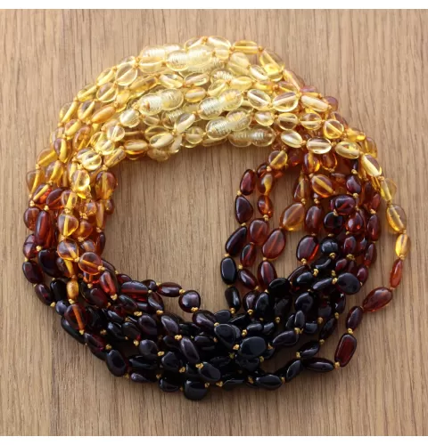 10 Rainbow BEANS Baby teething Baltic amber necklaces 33cm