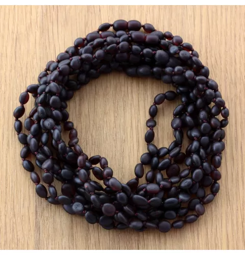 10 Raw Cherry BEANS Baby teething Baltic amber necklaces 33cm