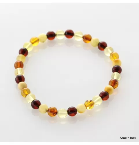 Polished ROUND beads Baltic amber stretchy bracelet