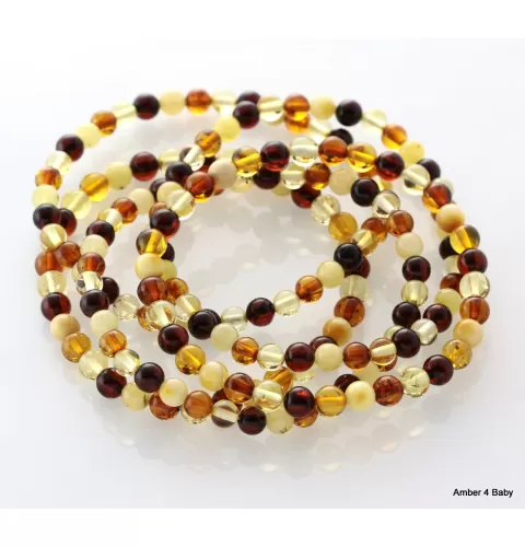 Polished ROUND beads Baltic amber stretchy bracelet