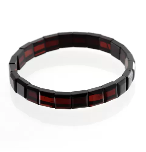 Elegant Little Squares Baltic amber stretch bracelet 19cm