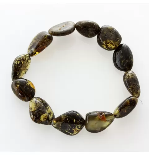 Large Dark BEADS Baltic amber stretch bracelet 19cm