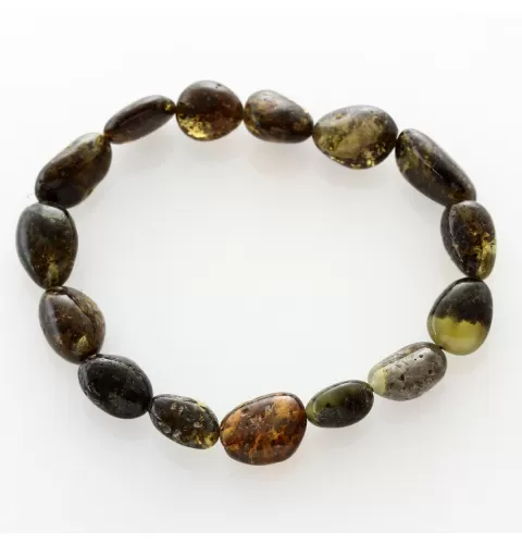 Large Dark BEADS Baltic amber stretch bracelet 19cm