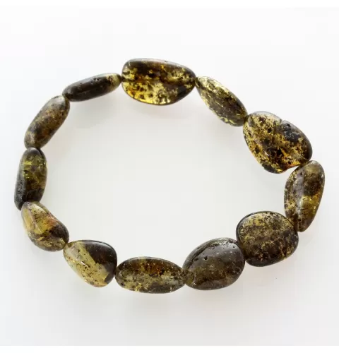 Large Dark BEADS Baltic amber stretch bracelet 19cm