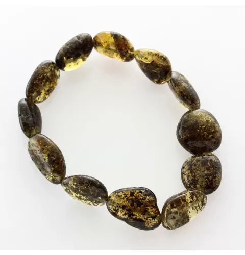 Large Dark BEADS Baltic amber stretch bracelet 19cm