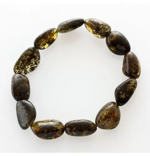 Large Dark BEADS Baltic amber stretch bracelet 19cm