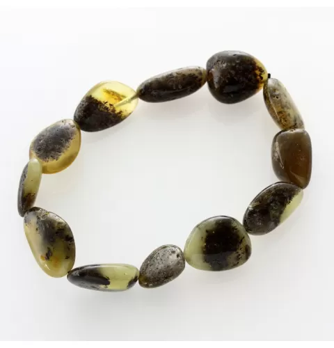 Large Dark BEADS Baltic amber stretch bracelet 19cm