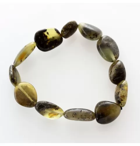 Large Dark BEADS Baltic amber stretch bracelet 19cm