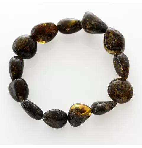 Large Dark BEADS Baltic amber stretch bracelet 19cm