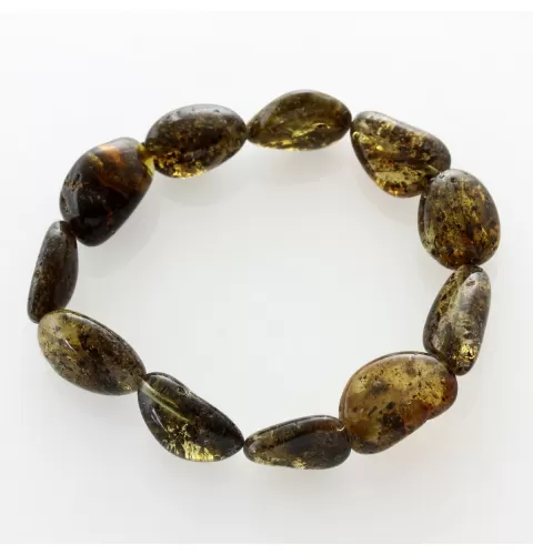 Large Dark BEADS Baltic amber stretch bracelet 19cm