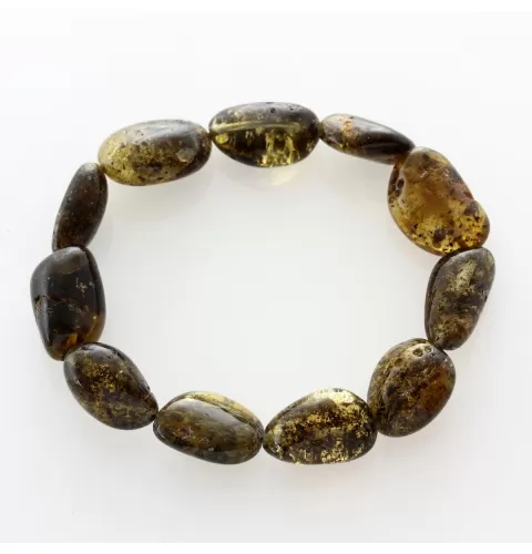 Large Dark BEADS Baltic amber stretch bracelet 19cm