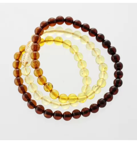 Rainbow Round beads Baltic amber necklace 45cm