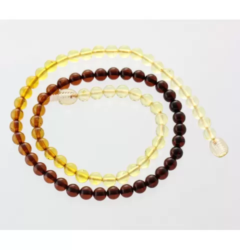 Rainbow Round beads Baltic amber necklace 45cm