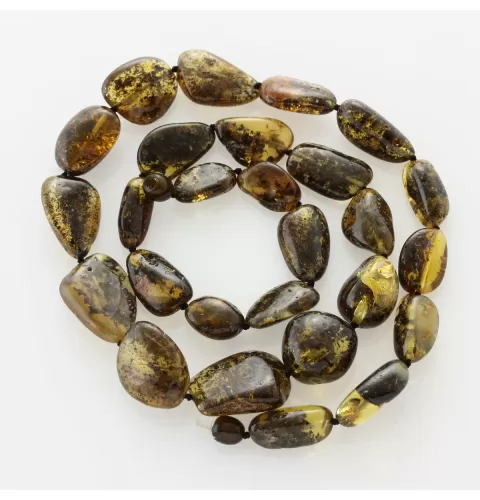 Large dark beads Baltic amber kntted necklace 61cm