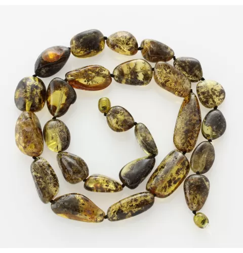 Large dark beads Baltic amber kntted necklace 61cm