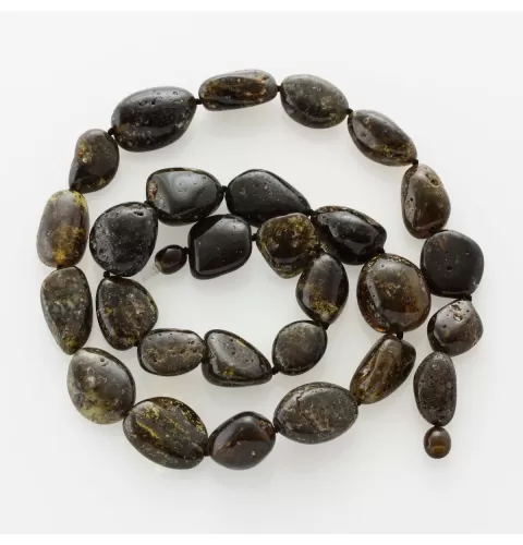 Large dark beads Baltic amber kntted necklace 61cm
