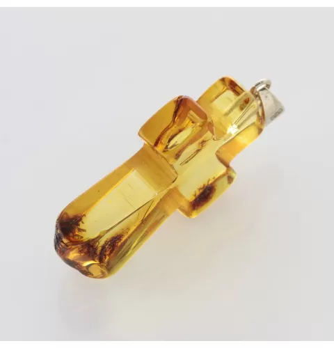 Honey Cross Baltic Amber Silver Pendant