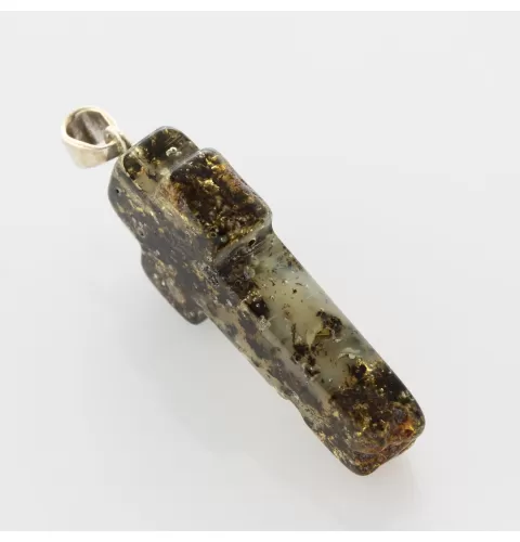Dark Cross Baltic Amber Silver Pendant