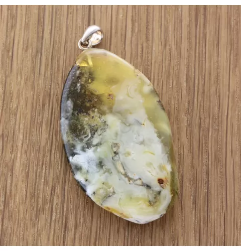 Free-form Natural Baltic Amber Silver Pendant