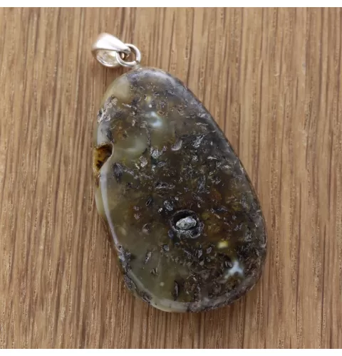 Free-form Natural Baltic Amber Silver Pendant