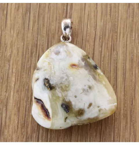 Free-form Natural Baltic Amber Silver Pendant