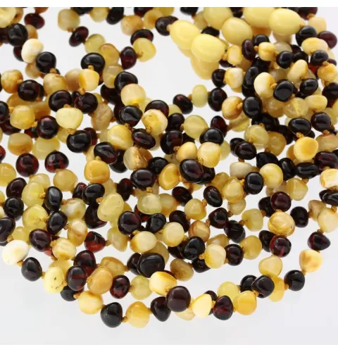 10 Big Multi BAROQUE teething Baltic amber necklaces 32cm