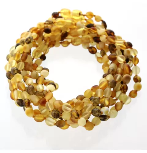 10 Raw Mix BEANS teething Baltic amber necklaces 28cm
