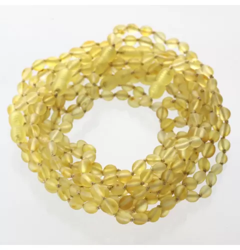 10 Raw Lemon BEANS teething Baltic amber necklaces 28cm