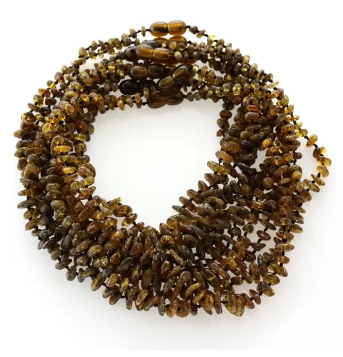 10 Dark CHIPS Baltic amber teething Baby necklaces 32cm