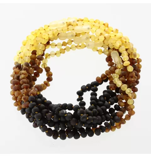 10 Big Raw Rainbow BAROQUE Baby teething Baltic amber necklaces 33cm