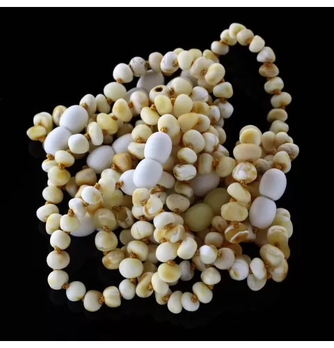 10 Raw White BAROQUE Baltic amber teething bracelets 14cm