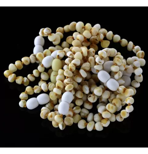 10 Raw White BAROQUE Baltic amber teething bracelets 14cm